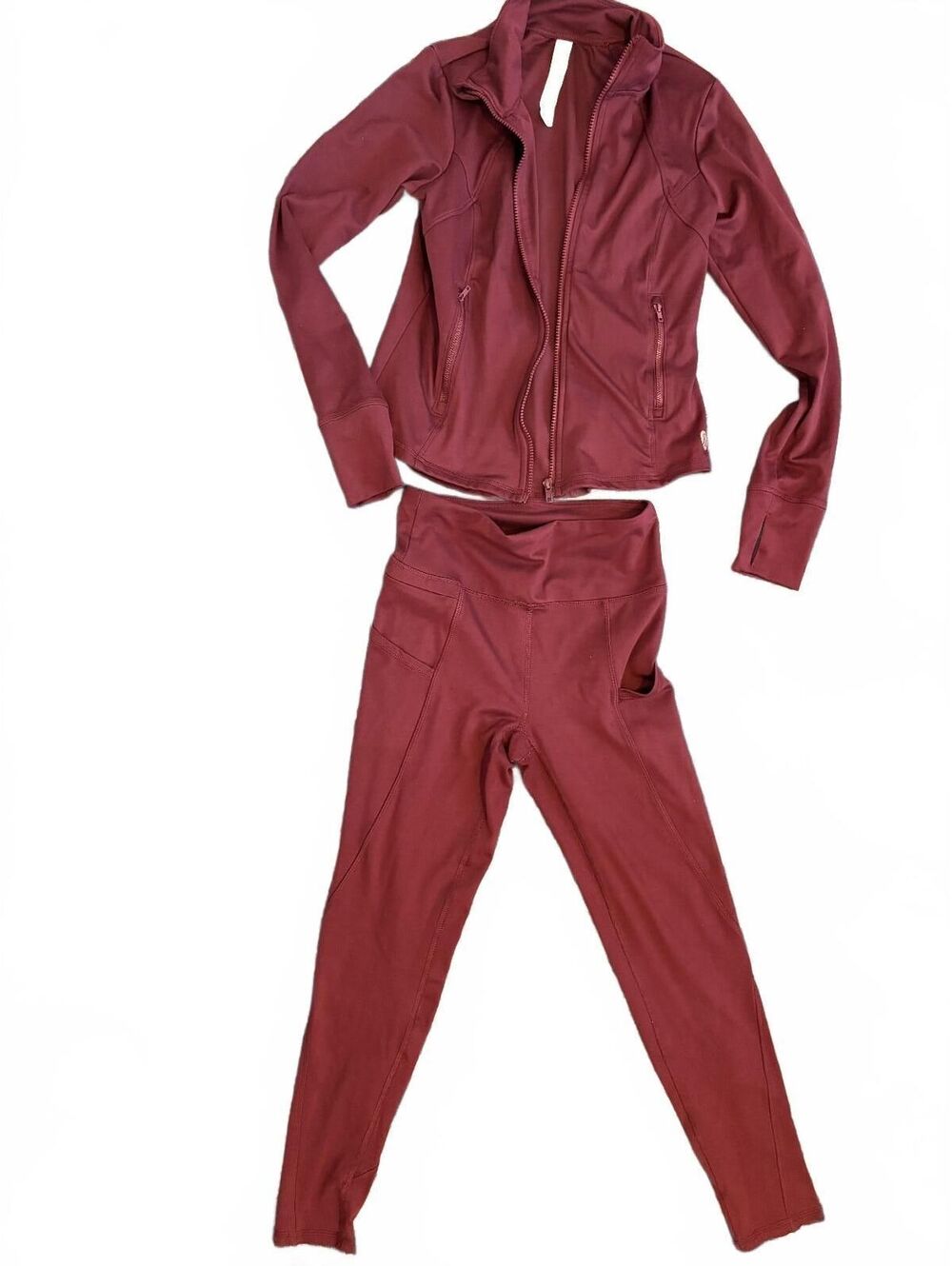 Marika Ellie Women's Burgundy Athletic Jacket and Leggings Set, Size Medium